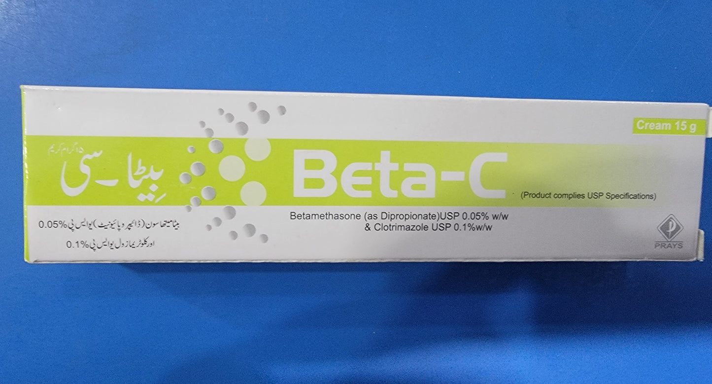 Beta-C Cream – Betamethasone + Clotrimazole – 15g | Anti-Allergic & Anti-Fungal Cream