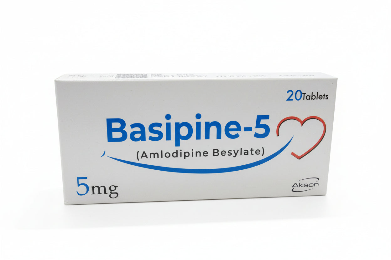 Basipine-5 (Amlodipine Besylate 5mg) Tablets for Blood Pressure Control-20 tablet