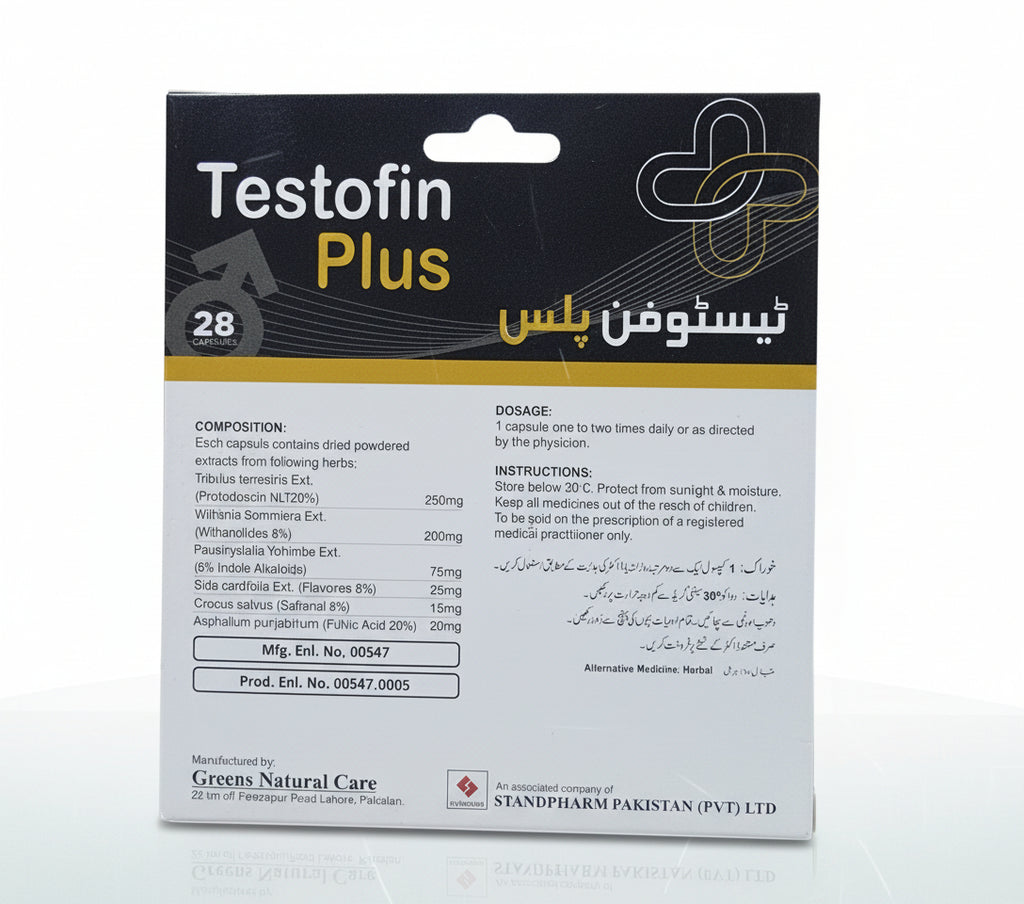 Testofin-Plus Tablets – 28 Capsules | Men’s Health, Stamina & Testosterone Booster | Testofin Plus Price in Pakistan