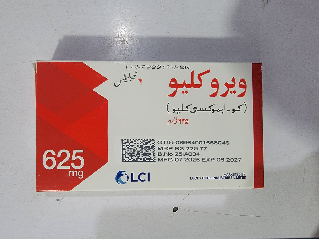 Veroclav 625mg Tablets – Co-amoxiclav (Amoxicillin + Clavulanic Acid) – 6 Tablets | Broad-Spectrum Antibiotic | Veroclav Price in Pakistan