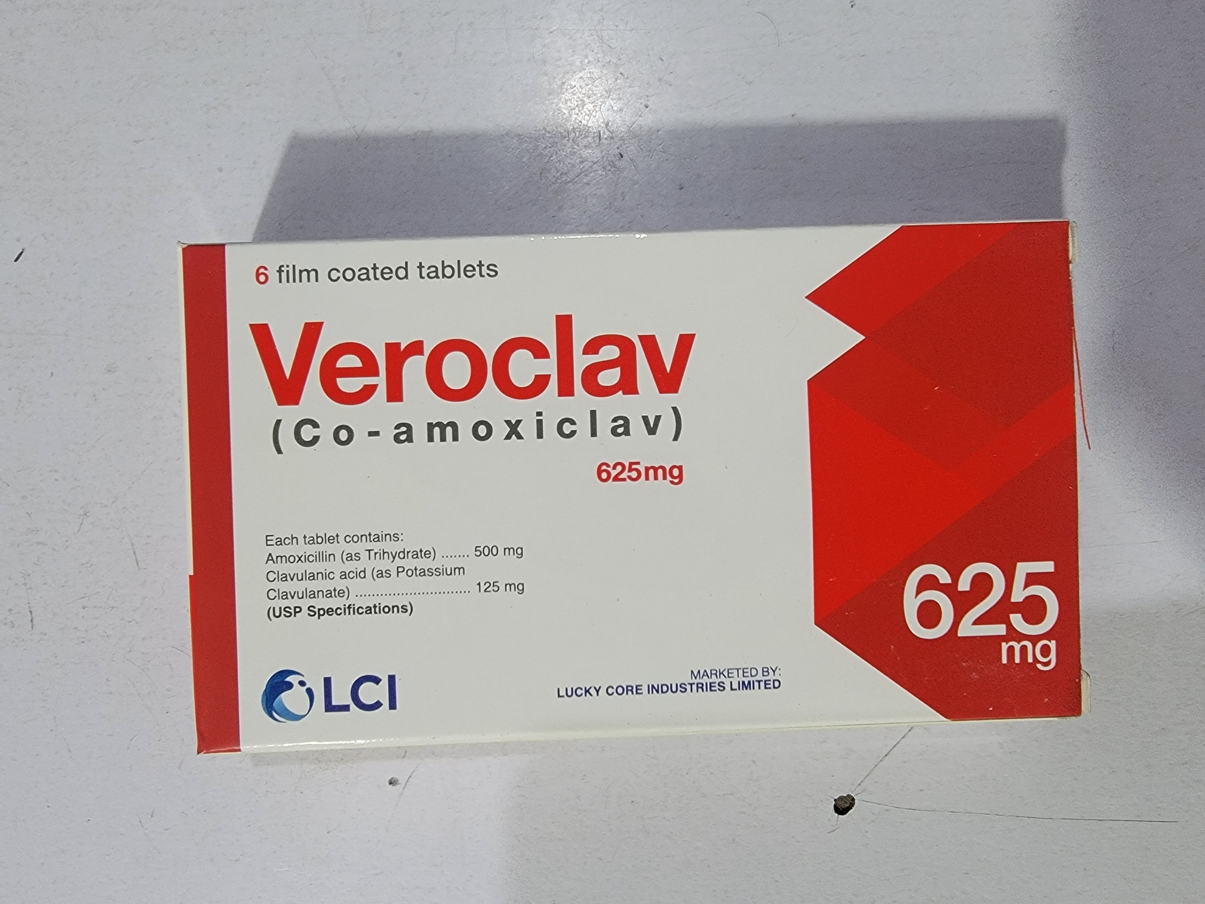 Veroclav 625mg Tablets – Co-amoxiclav (Amoxicillin + Clavulanic Acid) – 6 Tablets | Broad-Spectrum Antibiotic | Veroclav Price in Pakistan