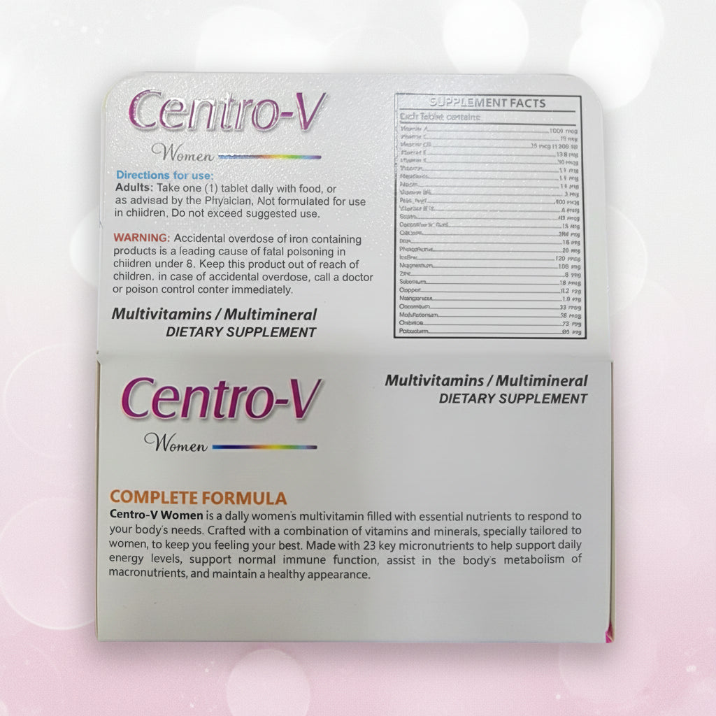 Centro-V Women Tablets | Multivitamin & Multimineral Dietary Supplement for Women’s Energy, Beauty & Health | Centrum Women Alternative Price in Pakistan-60 tablets