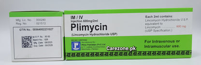 Plimycin (Lincomycin 600mg – 2ml Vial) I.M/I.V Injection | Pliva Pharmaceutical | Lincomycin Price in Pakistan