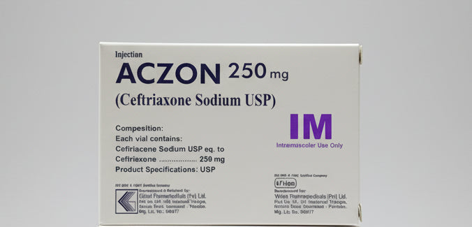 Aczon (Ceftriaxone Sodium) 250mg I.M Injection – Broad-Spectrum Antibiotic -  Injection for Bacterial Infections