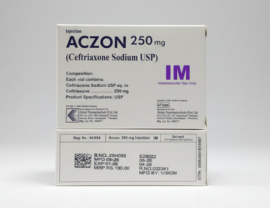 Aczon (Ceftriaxone Sodium) 250mg I.M Injection – Broad-Spectrum Antibiotic -  Injection for Bacterial Infections