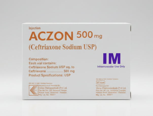 Aczon (Ceftriaxone Sodium) 500mg IM Injection – Broad-Spectrum Antibiotic - Ceftriaxone Injection Price in Pakistan