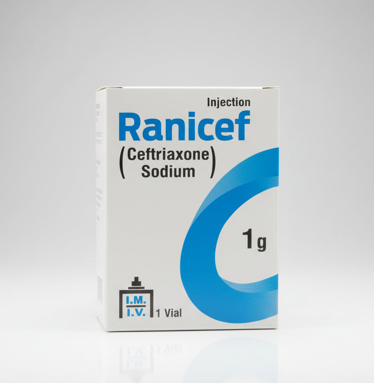 Ranicef 1g Injection I.V (Ceftriaxone Sodium) 1 Vial – Oxidil alternative/Ranicef 1g Injection in Pakistan