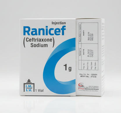 Ranicef 1g Injection I.V (Ceftriaxone Sodium) 1 Vial – Oxidil alternative/Ranicef 1g Injection in Pakistan