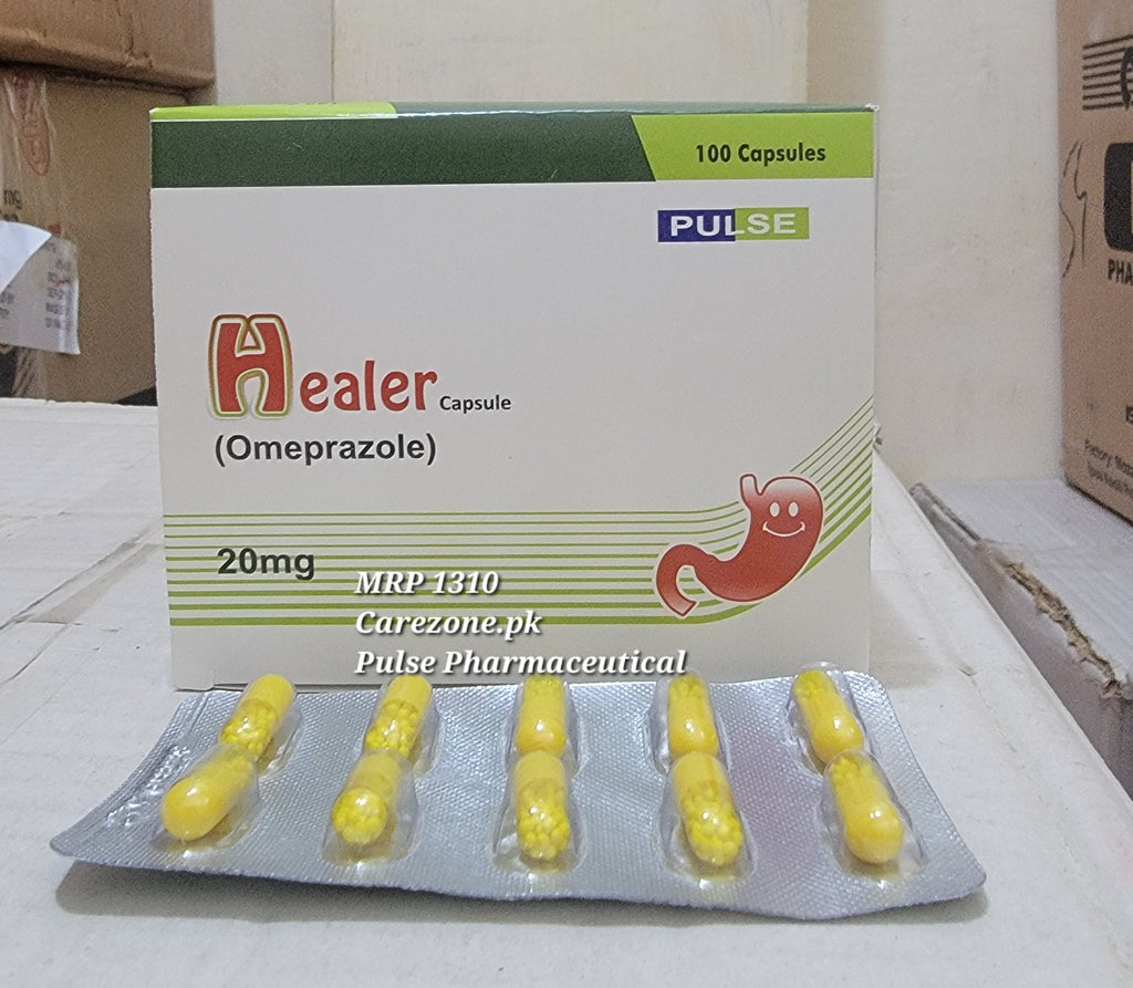 Healer Capsules – Omeprazole 20mg | Acid Reflux & Ulcer Relief | 100 Capsules (10×10’s)