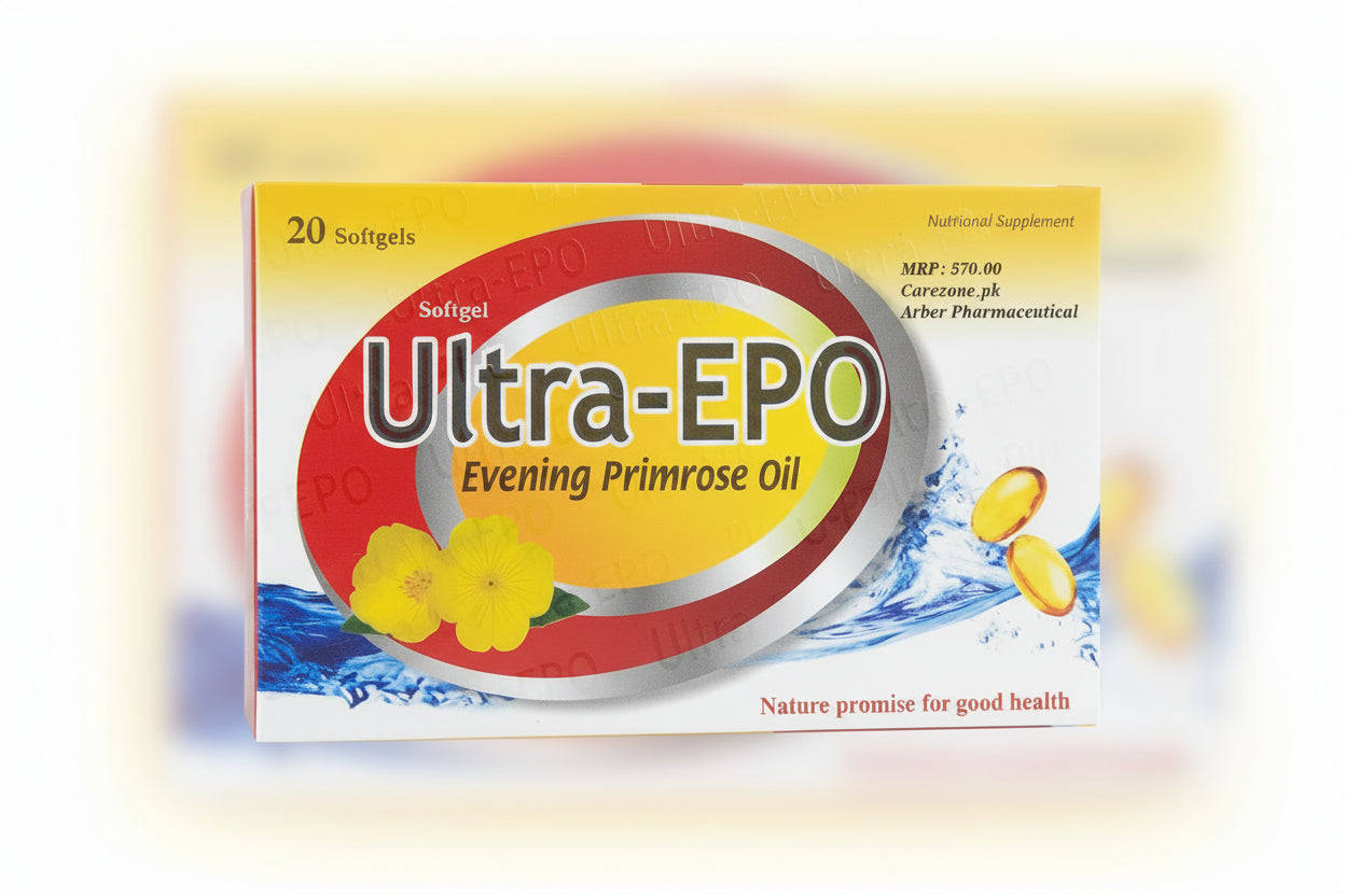 Ultra-EPO 500mg Softgel Capsules – Evening Primrose Oil | 20 Softgels - Ultra-Evening Primrose Oil 500mg Price in Pakistan