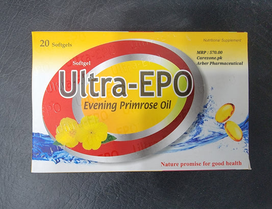 Ultra-EPO 500mg Softgel Capsules – Evening Primrose Oil | 20 Softgels - Ultra-Evening Primrose Oil 500mg Price in Pakistan