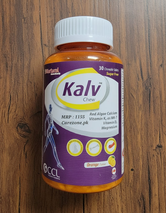 Kalv Chew Tablet (Red Algae Calcium + Vitamin D3, K2 & Magnesium)-30 Chewable Tablets - The only Red Algae based Calcium supplement + it has D3+K2 combination as well