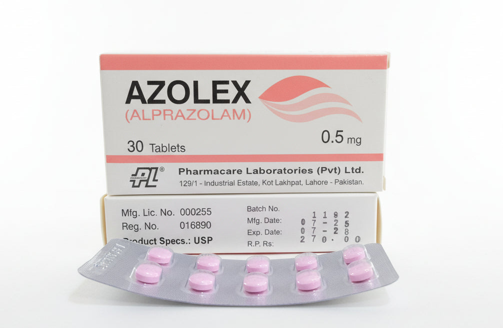 Azolex 0.5mg Tablets – Alprazolam – 30 Tablets | Anti-Anxiety Medicine