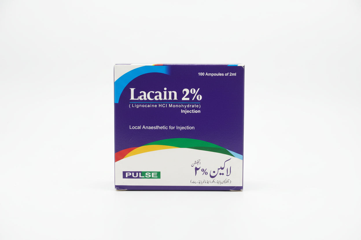 Lacain 2% Injection 2ml – Lignocaine  – 100 Ampoules | Local Anaesthetic Injection