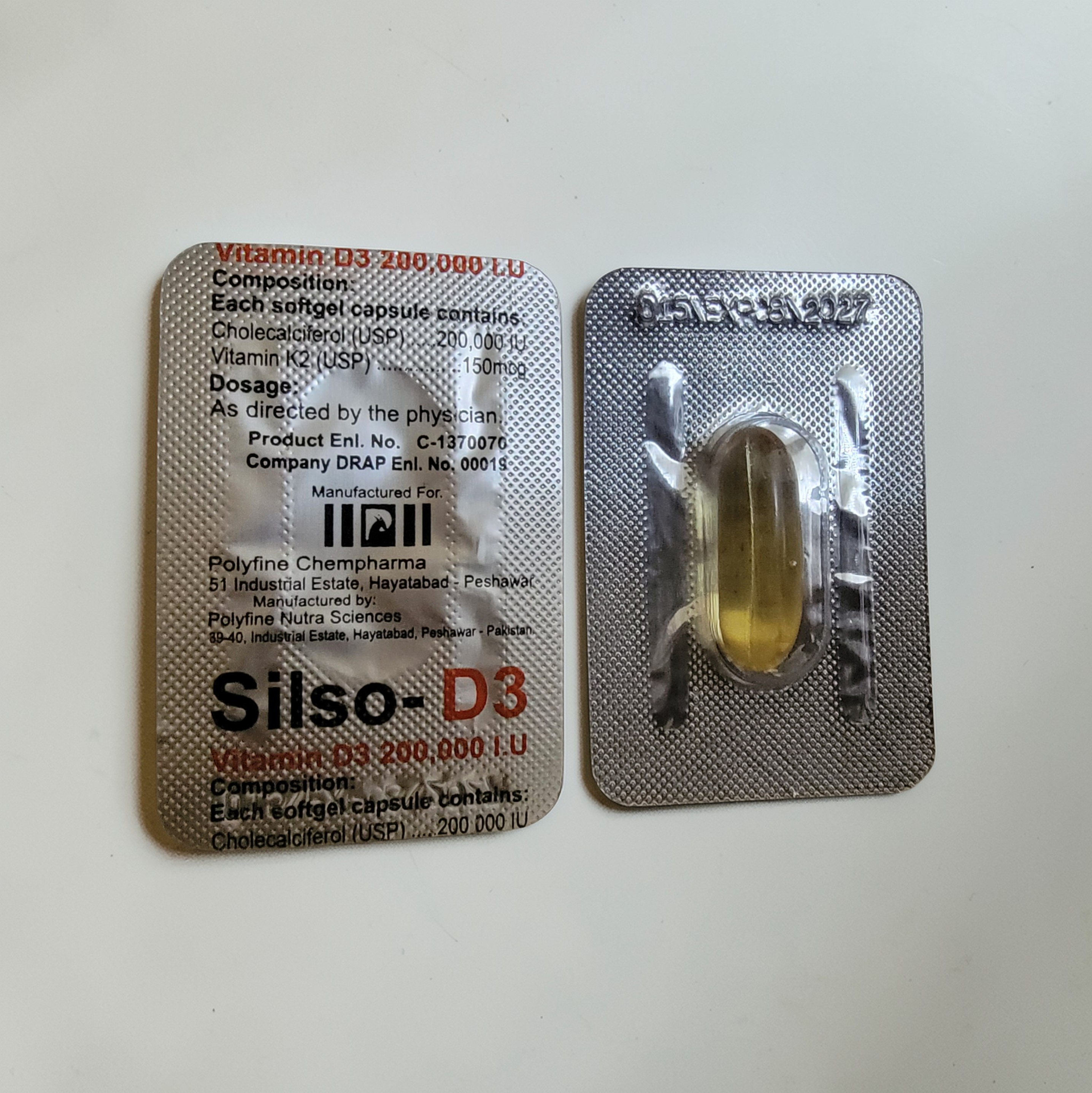 Silso D Softgel – Vitamin D3 200,000 IU + Vitamin K 150mcg | Vitamin D3 supplement| 1 Softgel