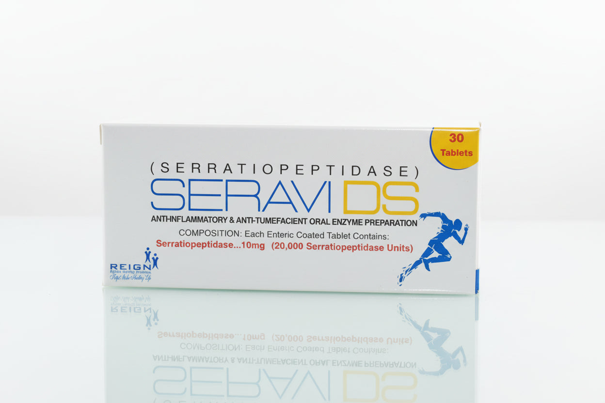 Seravi DS Tablets – Serratiopeptidase 10mg (20,000 Units) – 30 Tablets | Anti-Inflammatory Oral Enzyme | Danzen DS Alternative | Price in Pakistan