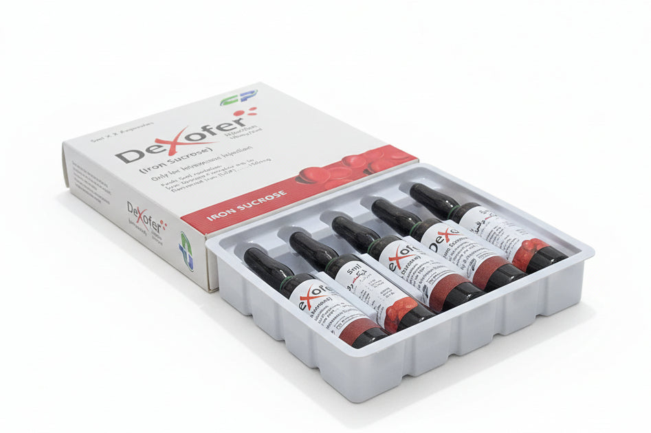 DeXofer Injection 100mg/5ml – Iron Sucrose – 5 Ampoules | IV Iron Therapy | DeXofer Price in Pakistan