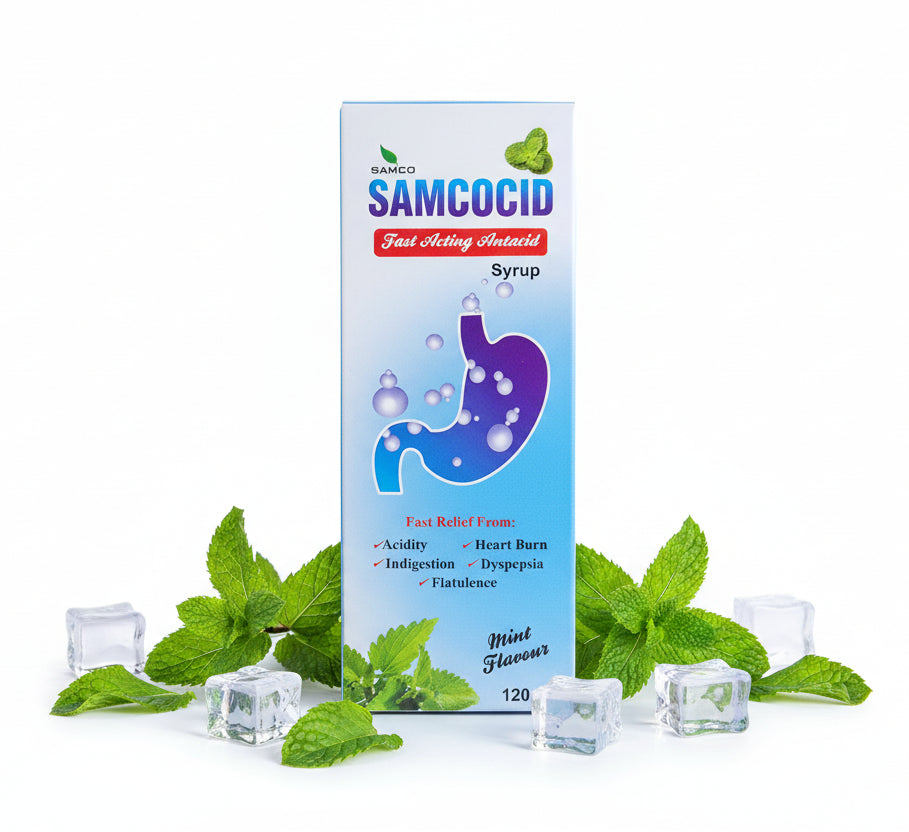 Podina Antacid Syrup 120ml – Samcocid Antacid & Mint Formula | Fast Acidity Relief - Podina Syrup Price