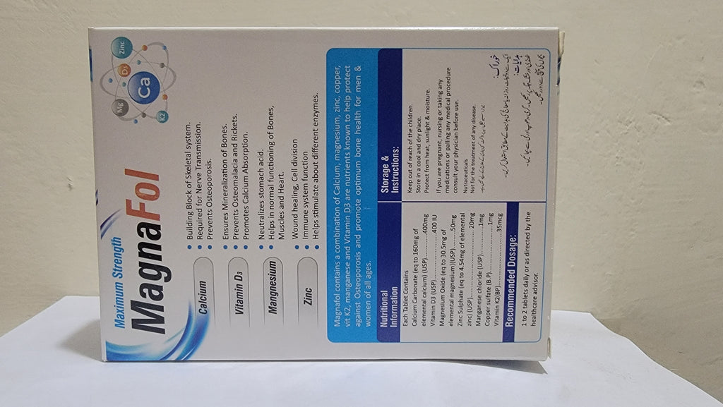 Magnafol Tablets (Calcium + Vitamins + Zinc + Magnesium) Bone & Nutritional Support | 30 tablets
