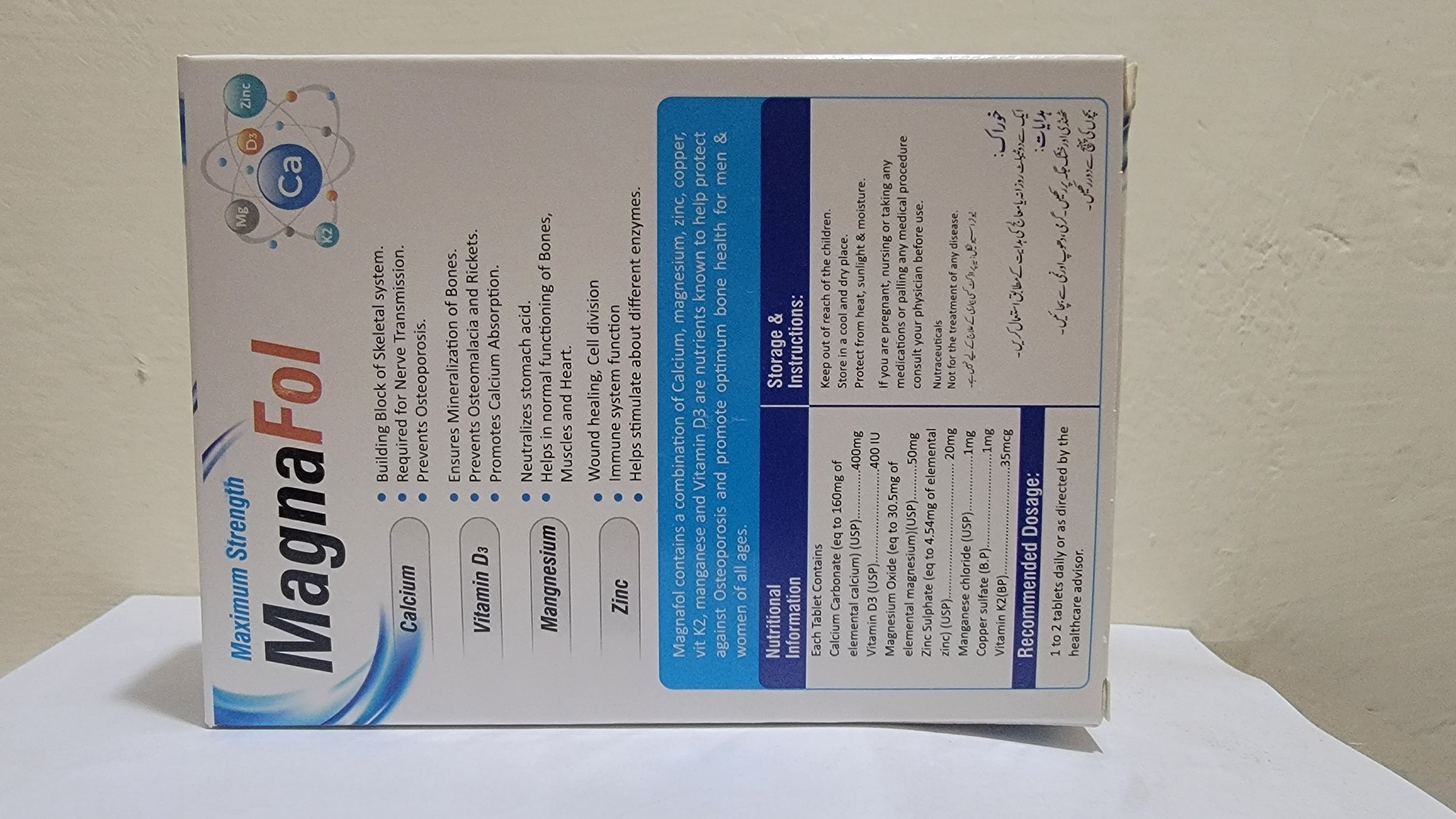 Magnafol Tablets (Calcium + Vitamins + Zinc + Magnesium) Bone & Nutritional Support | 30 tablets