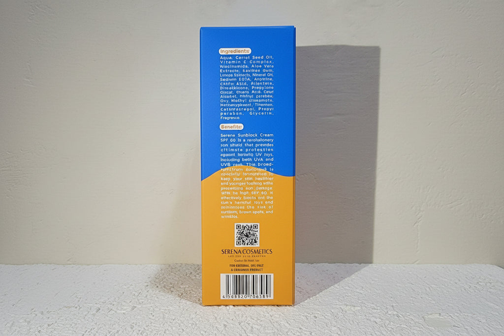 Serena Sunblock SPF 60 Cream 50g – Moisturizing UV Protection | Whitening & Anti-Aging Sunblock