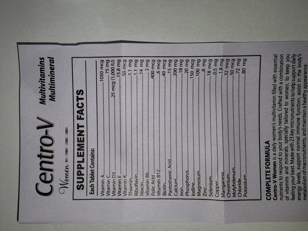 Centro-V Women Tablets | Multivitamin & Multimineral Dietary Supplement for Women’s Energy, Beauty & Health | Centrum Women Alternative Price in Pakistan-60 tablets