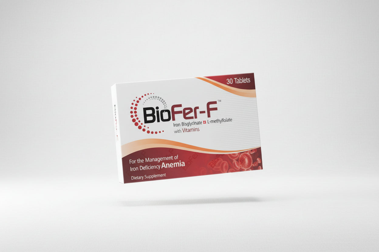 Biofer-F Tablets (Iron Bisglycinate + B-Complex + L-Methylfolate) Anemia & Hemoglobin Support | Sangobion Alternative 30 Tablets