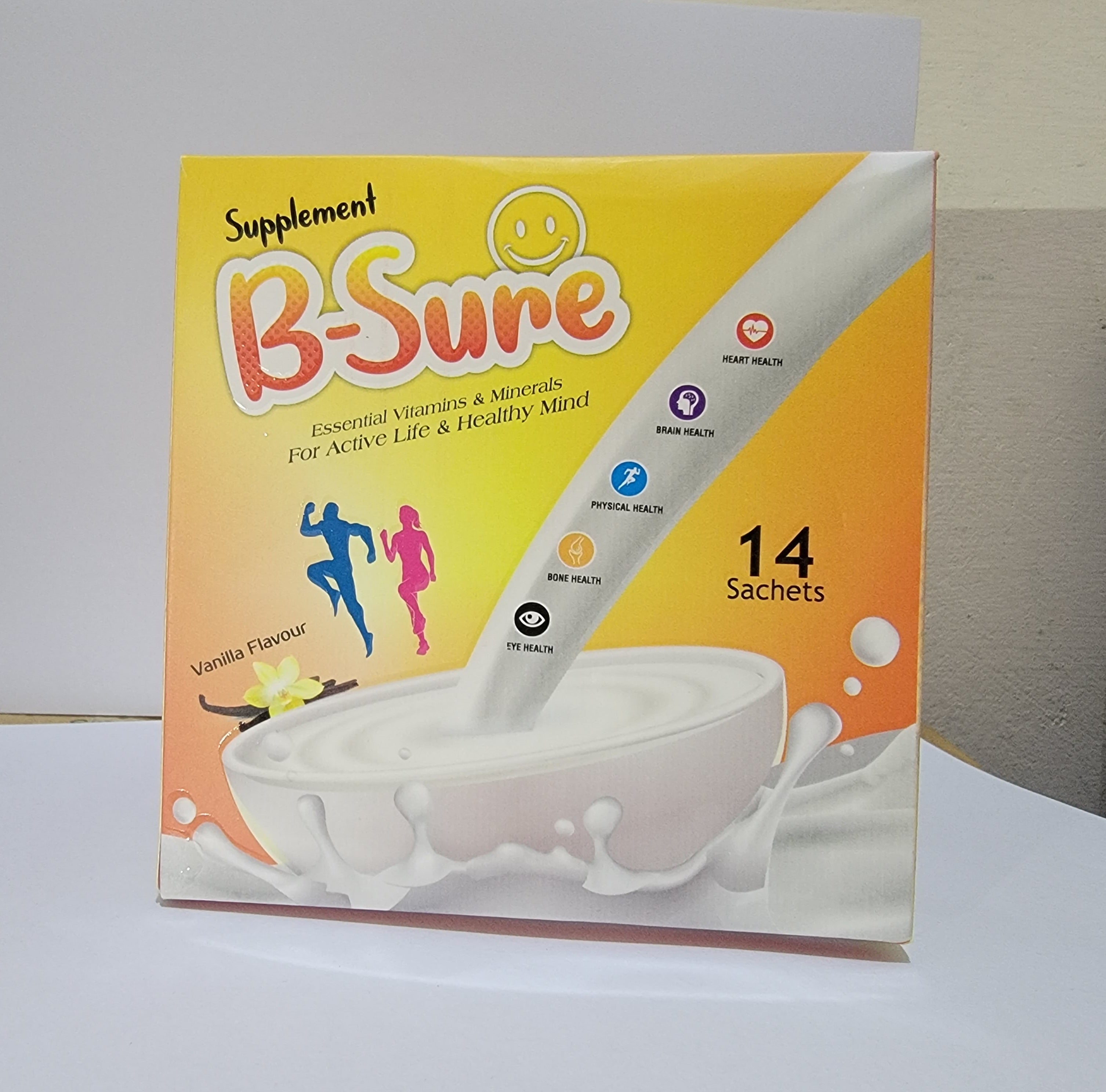 B-Sure Supplement Sachets – Multivitamin & Mineral Nutritional Supplement for Energy, Immunity & Healthy Mind | Vanilla Flavor 14 Sachets
