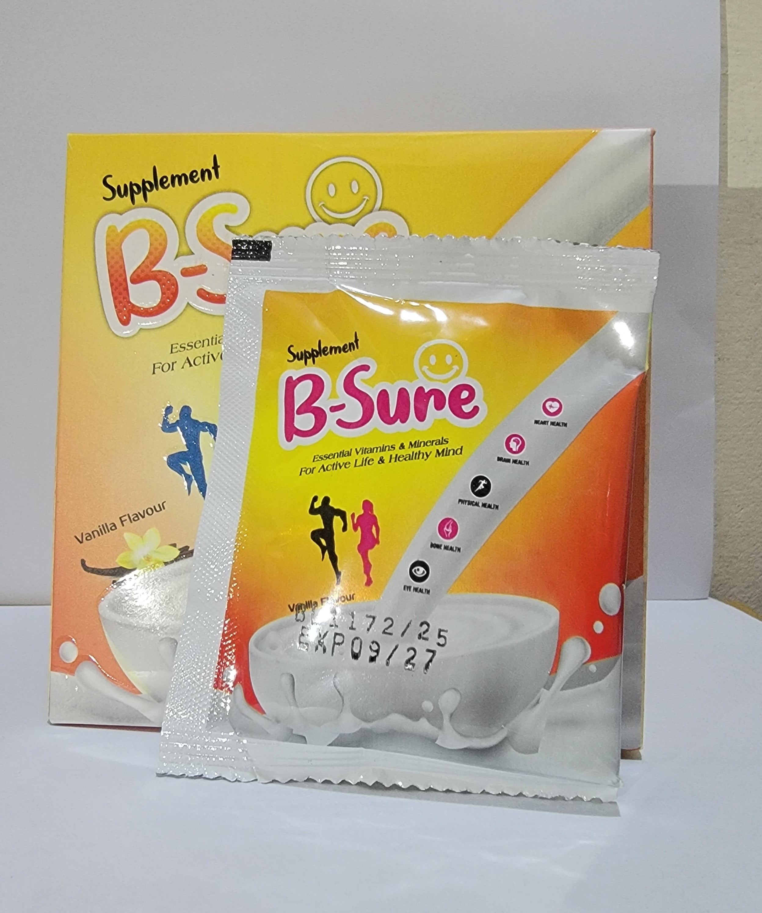 B-Sure Supplement Sachets – Multivitamin & Mineral Nutritional Supplement for Energy, Immunity & Healthy Mind | Vanilla Flavor 14 Sachets