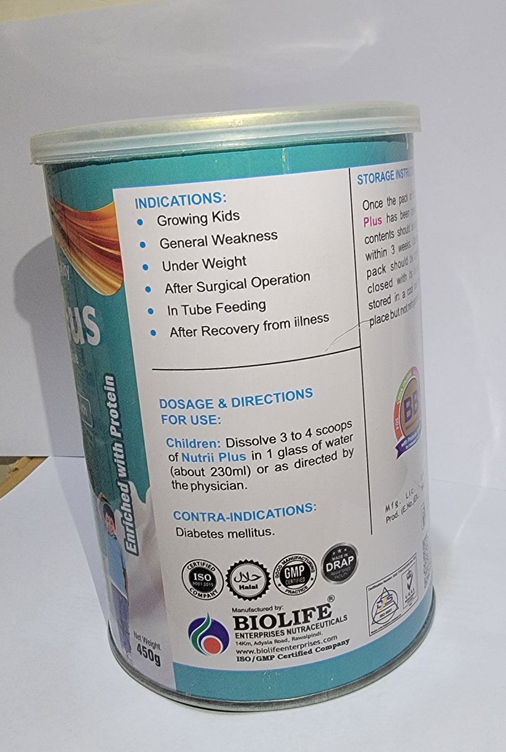Nutrii-Plus Powder 450g for kids – Multivitamin + Protein + Probiotics Growth & Immunity Support | Pediasure Alternative 450g