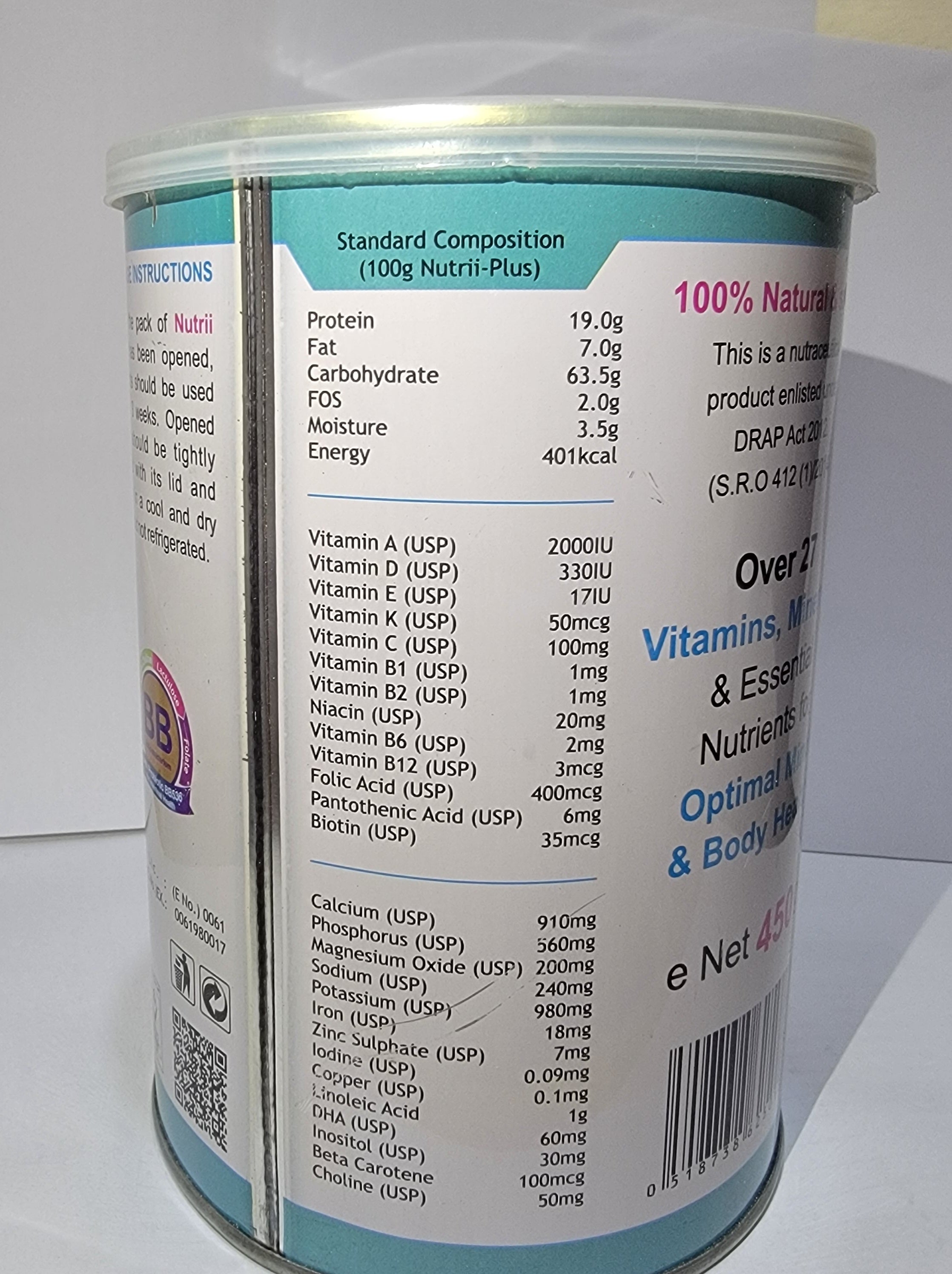 Nutrii-Plus Powder 450g for kids – Multivitamin + Protein + Probiotics Growth & Immunity Support | Pediasure Alternative 450g