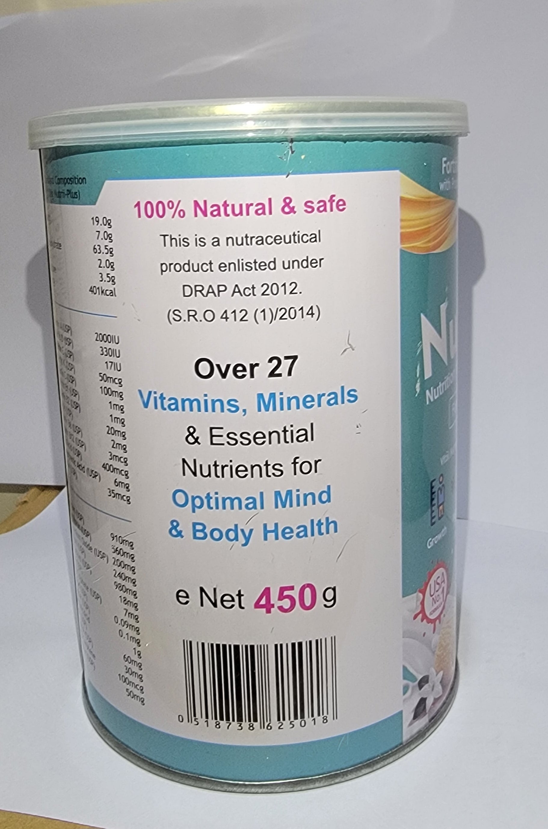 Nutrii-Plus Powder 450g for kids – Multivitamin + Protein + Probiotics Growth & Immunity Support | Pediasure Alternative 450g