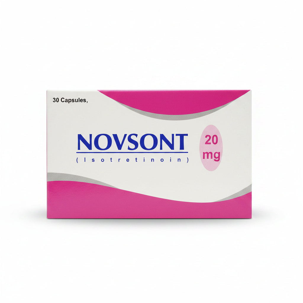 Novsont 20mg Capsules – Isotretinoin Severe Acne & Oily Skin Treatment | Roaccutane Alternative 30 Capsules