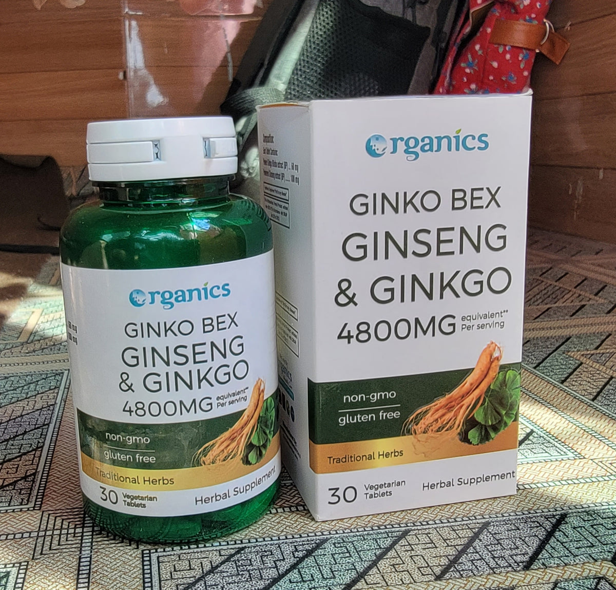 Ginko Bex Vegetarian Tablets – Ginkgo Biloba + Ginseng Herbal Supplement for Memory, Energy & Vitality | 30 Tablets