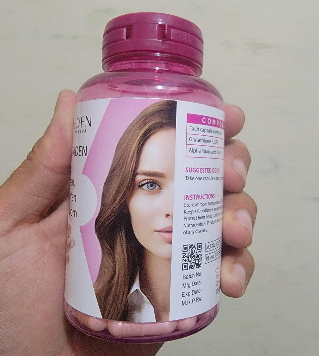 Glutaden Capsules – Skin Whitening & Brightening Formula with Glutathione + Alpha Lipoic Acid – 30 Capsules