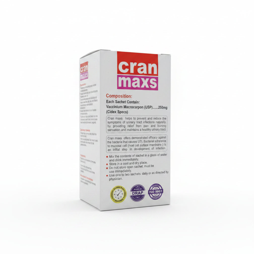 Cran Maxs Sachets 250mg – Cranberry Extract Urinary Tract & UTI Support - 10 Sachets