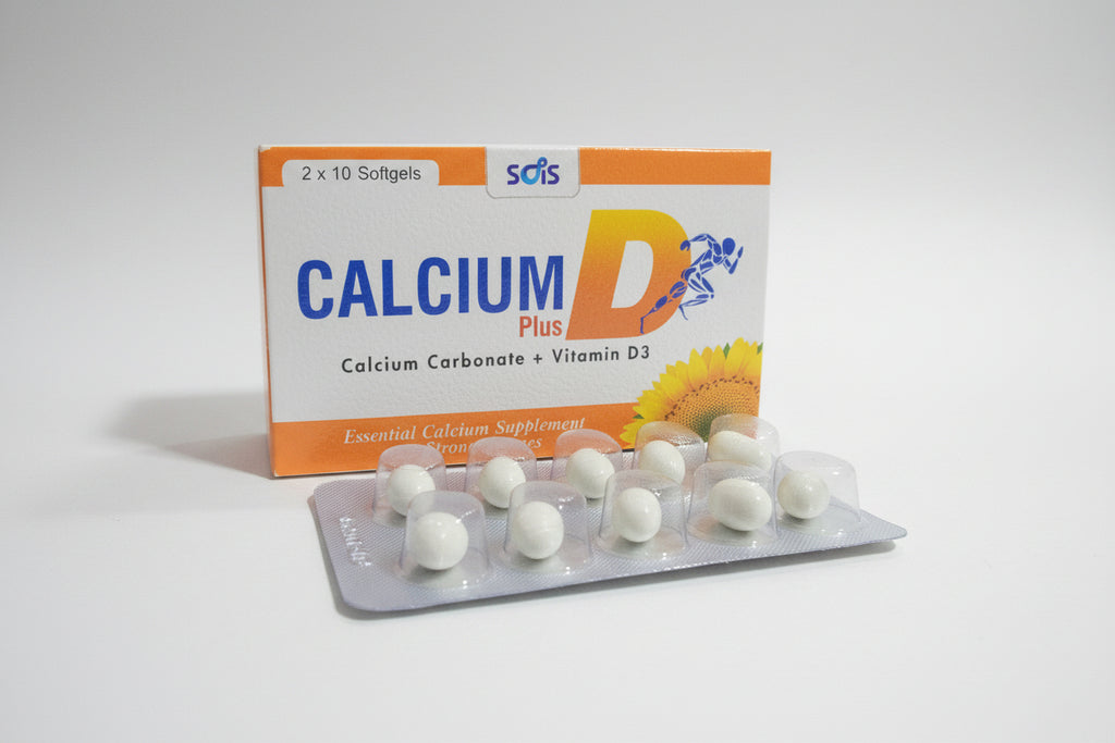 Calcium-D plus Softgel Capsules – Calcium Carbonate 500mg  + Vitamin-D3 200IU - 20's cap