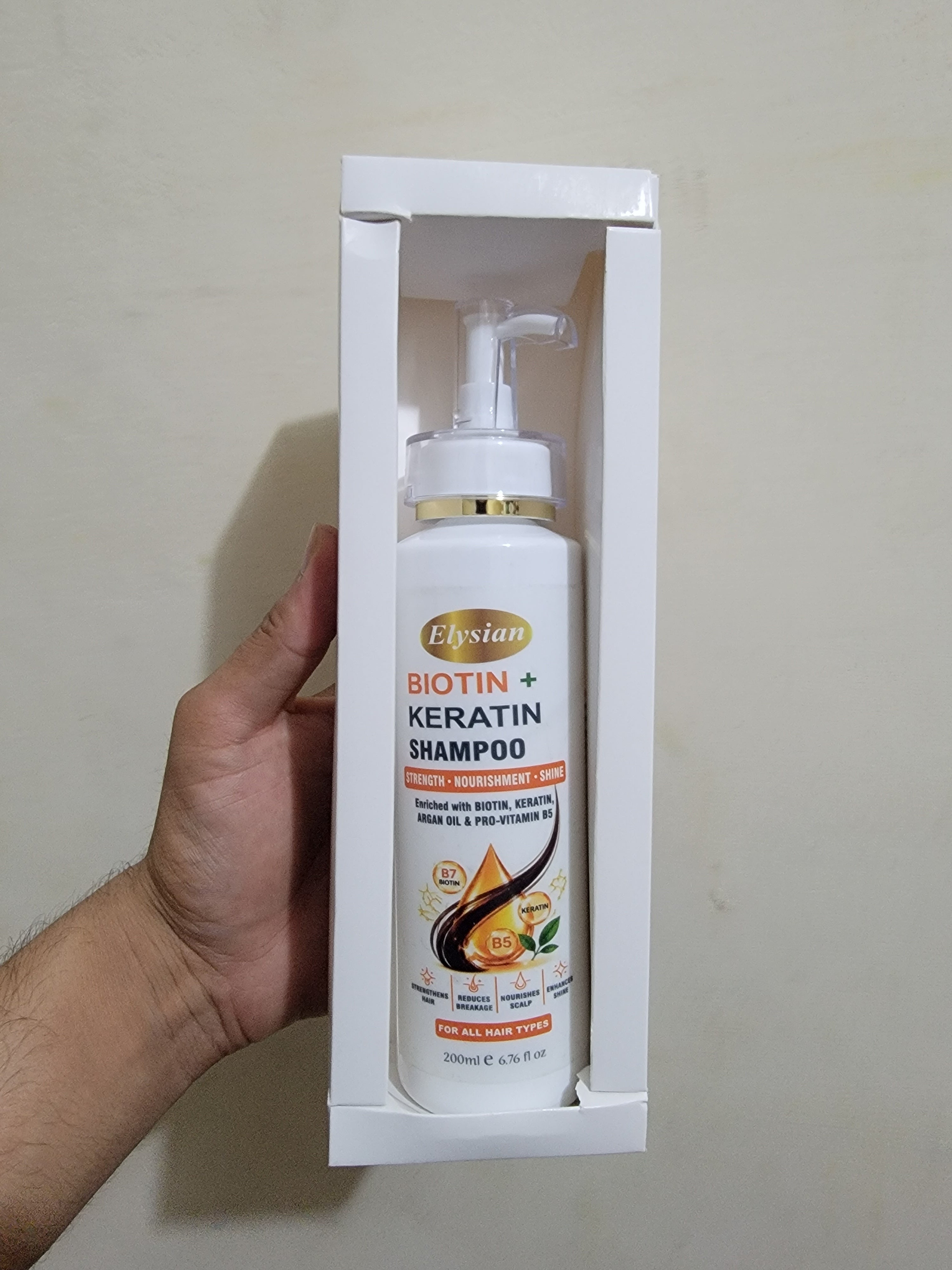 Elysian Biotin & Keratin Onion Shampoo 200ml – Anti-Hairfall Shampoo with Biotin, Keratin, Argan Oil & Vitamin B5 | Strengthens & Nourishes Hair