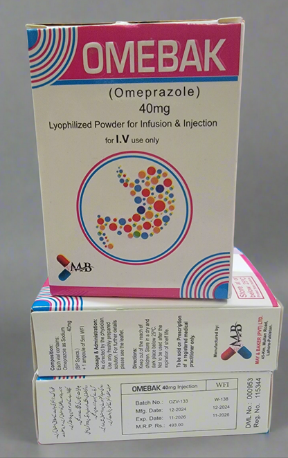 Omebak Injection | Omeprazole 40mg | 1 Vial