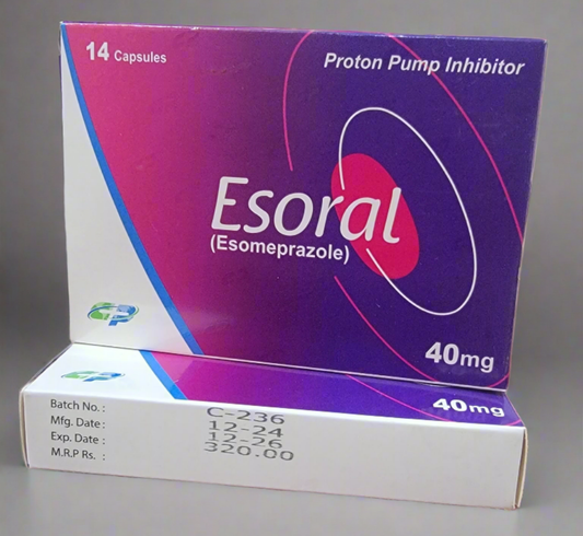 Esoral 40mg Capsules – Omeprazole Formula – 14 Capsules Pack for Acidity, Heartburn & GERD