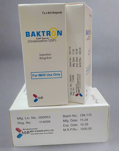 Baktron 8mg Injection – Ondansetron 8mg | Pack of 5 Ampoules