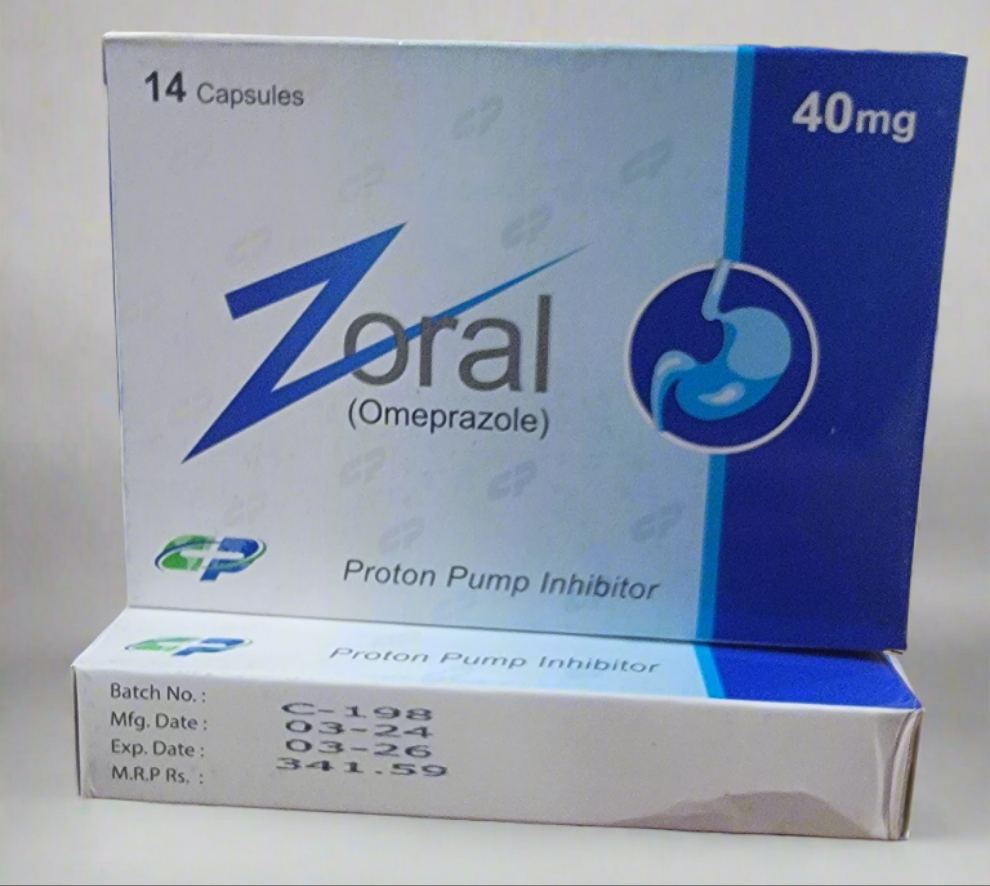 Zoral 40mg Capsules – Omeprazole Formula – 14 Capsules Pack for Acidity & GERD Relief