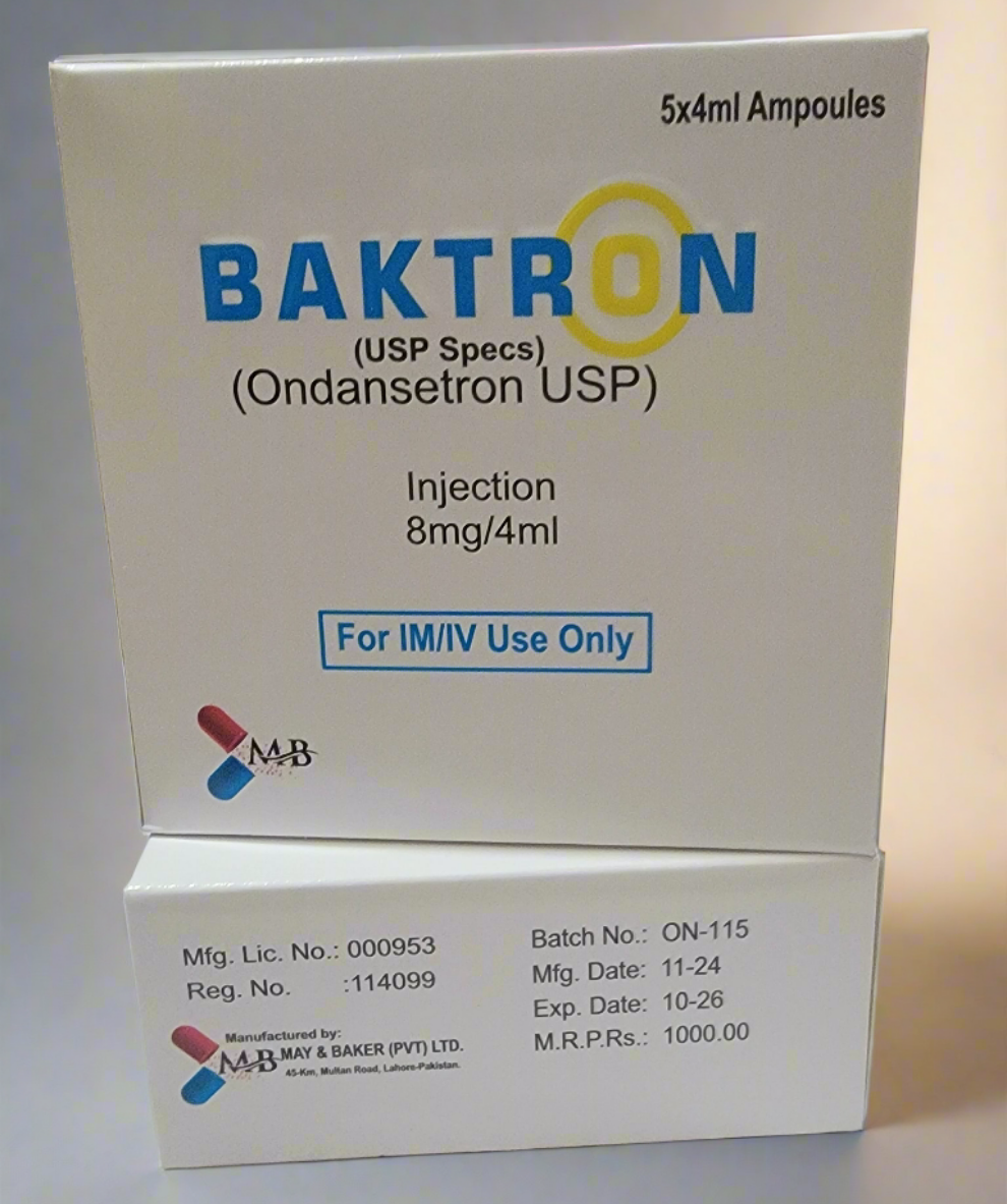 Baktron 8mg Injection – Ondansetron 8mg | Pack of 5 Ampoules