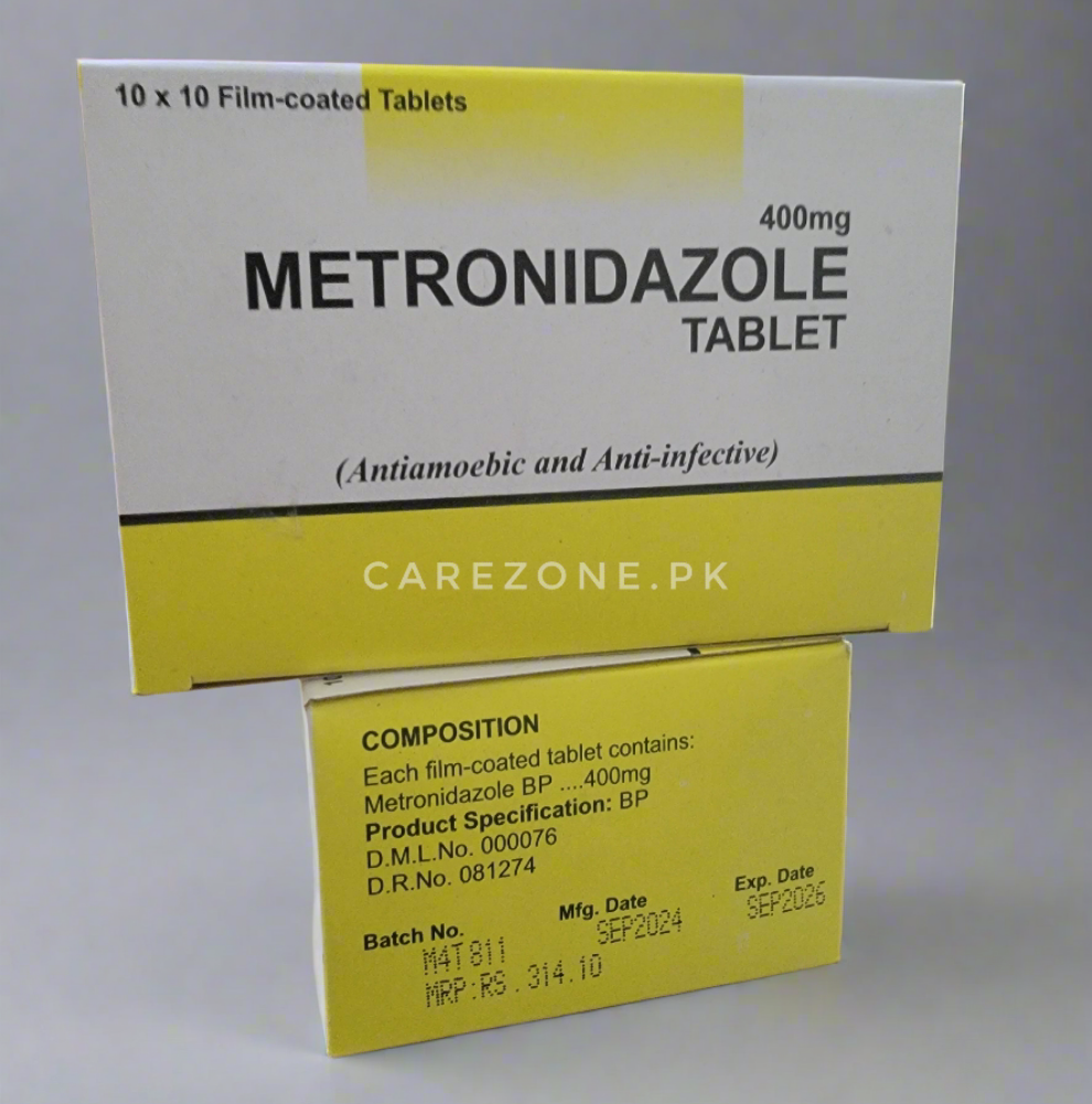 Metronidazole 400mg Tablets – Antibacterial & Antiprotozoal | 100 Tablets (10x10 Pack)