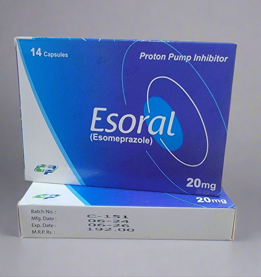 Esoral 20mg Capsules | Esomeprazole | 14 Capsules