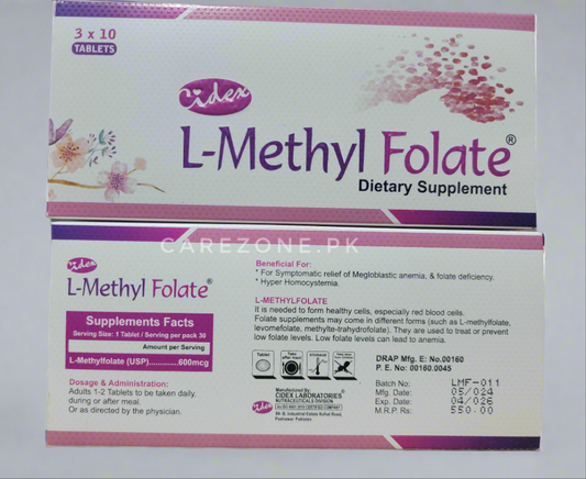 L-Methylfolate 600 mcg | Dietary Supplement | 30 Tablets