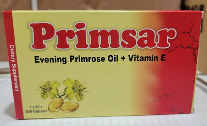 Primsar capsules (Evening Primrose oil + Vitamin E)