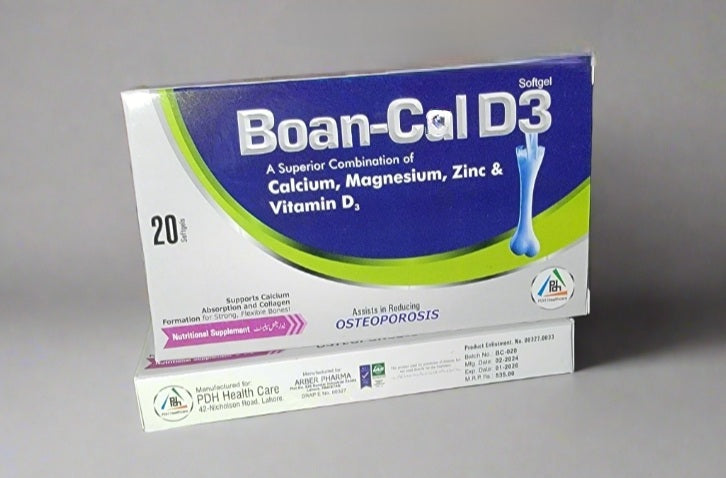 Boan-Cal D3 Capsule – Calcium, Magnesium, Zinc & Vitamin D3 – 20 Softgel Capsules