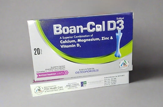 Boan-Cal D3 Capsule – Calcium, Magnesium, Zinc & Vitamin D3 – 20 Softgel Capsules