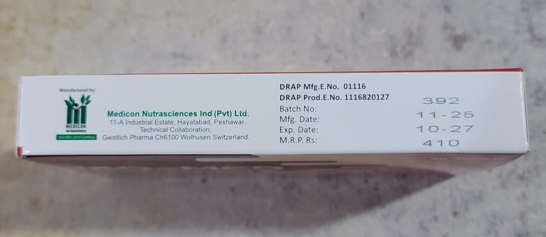 IRO-MED Tablets – Iron Bisglycinate + Folic Acid with Vitamins & Minerals – 20 Tablets | Hemoglobin & RBC Support